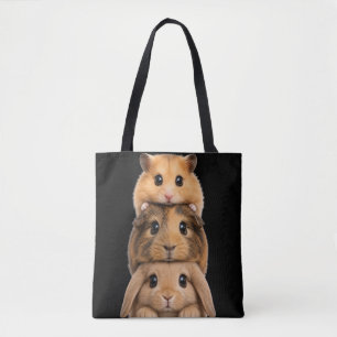 Bolsa Tote Bunny, Porquinho-da-Índia e Hamster em camadas