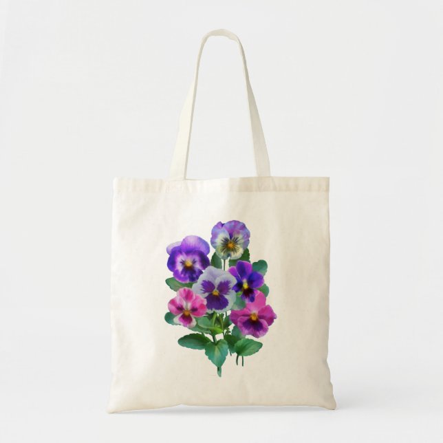 Bolsa Tote Buquê da Flor de Pansy Violets (Frente)