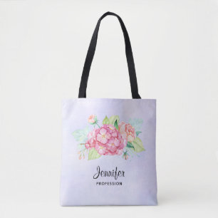 Bolsa Tote Buquê de Aquarela Rosa Elegante