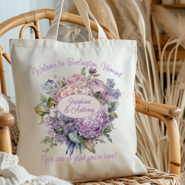 Bolsa Tote Buquê de Boas-Vindas de Lavanda Personalizado para (Criador carregado)