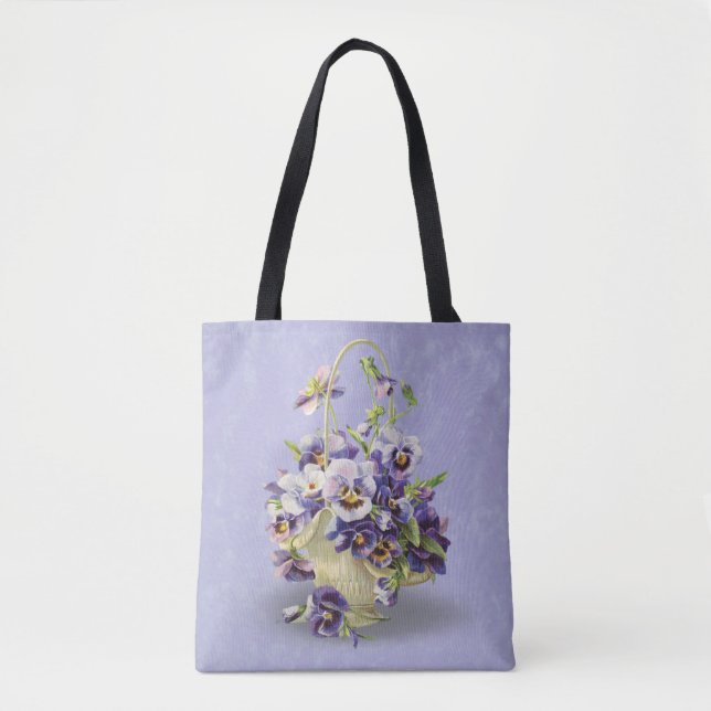 Bolsa Tote buquê de cesto de pansy (Frente)