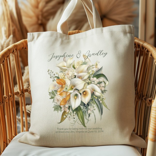 Bolsa Tote Buquê de Copos-de-Leite de Casamento Bem-vindo (Criador carregado)