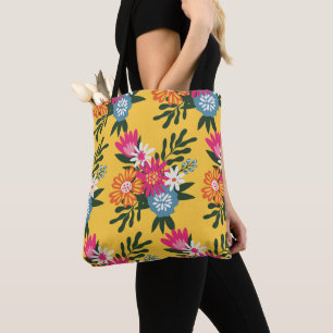 Bolsa Tote Buquê de Flor de Verão Dourado