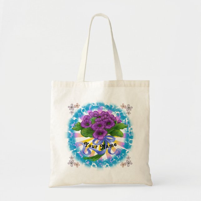 Bolsa Tote Buquê de flores de Violetas  (Frente)