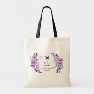 Bolsa Tote Buquê de flores roxas aquarela
