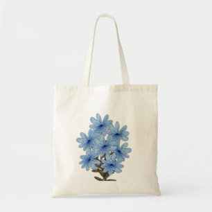 Bolsa Tote Buquê de Flores Selvagens Azuis de Aquarela