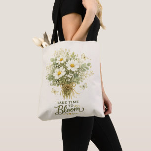 Bolsa Tote Buquê de Flores Silvestres Brancas Cottagecore Bot