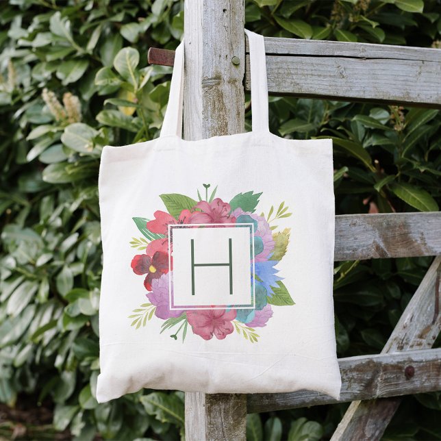 Bolsa Tote Buquê de Flores Silvestres Monograma (Criador carregado)