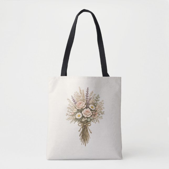 Bolsa Tote Buquê de Flores Silvestres Vintage (Frente)