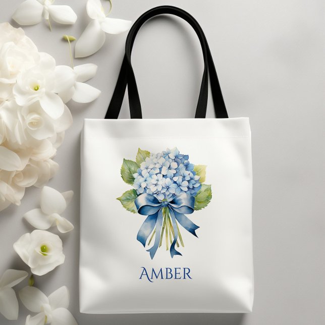 Bolsa Tote Buquê de Hydrangea Bridesmaid (Blue Hydrangea Bridesmaid Tote)