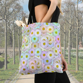 Bolsa Tote Buquê de margarida colorida - pastel