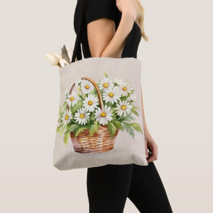Bolsa Tote Buquê De Margarida De Aquarelas No Soquete
