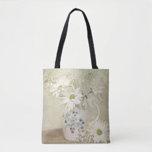 Bolsa Tote buquê de margarida no velho lançador