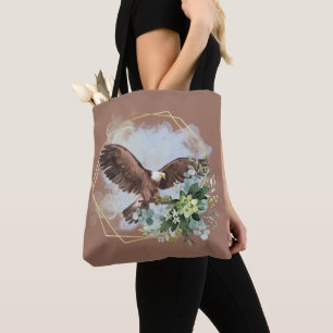 Bolsa Tote Buquê de Moldura de Águia Aquarela