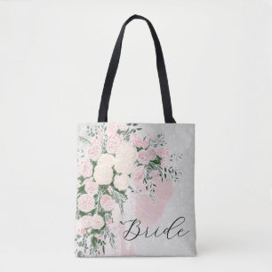 Bolsa Tote Buquê de Noiva Rosa Wisteria com Laço Sheer Blush