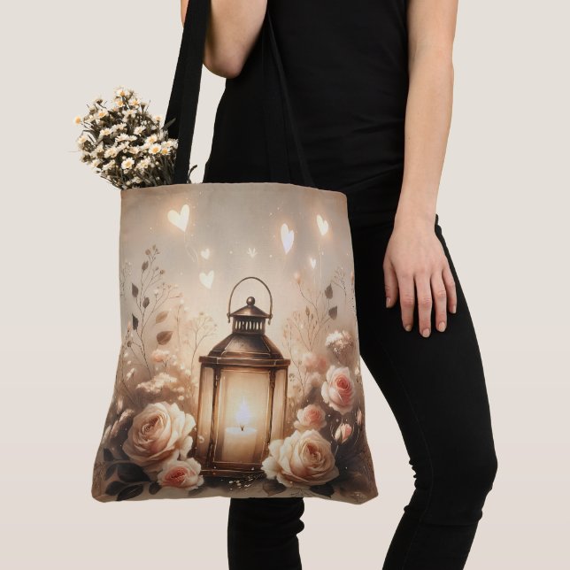 Bolsa Tote Buquê de Rosas Lanterna Brilhante (Close Up)