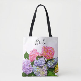 Bolsa Tote Buquê floral azul-roxo, cor-de-rosa Elegante