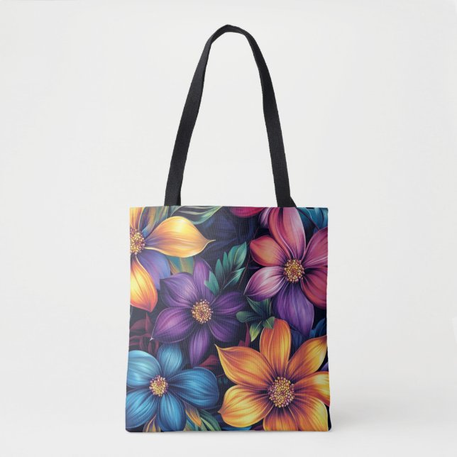 Bolsa Tote Buquê Floral Colorida (Frente)