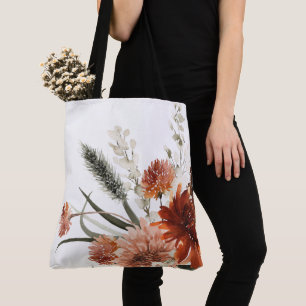 Bolsa Tote Buquê Floral de outono de Boho Rust