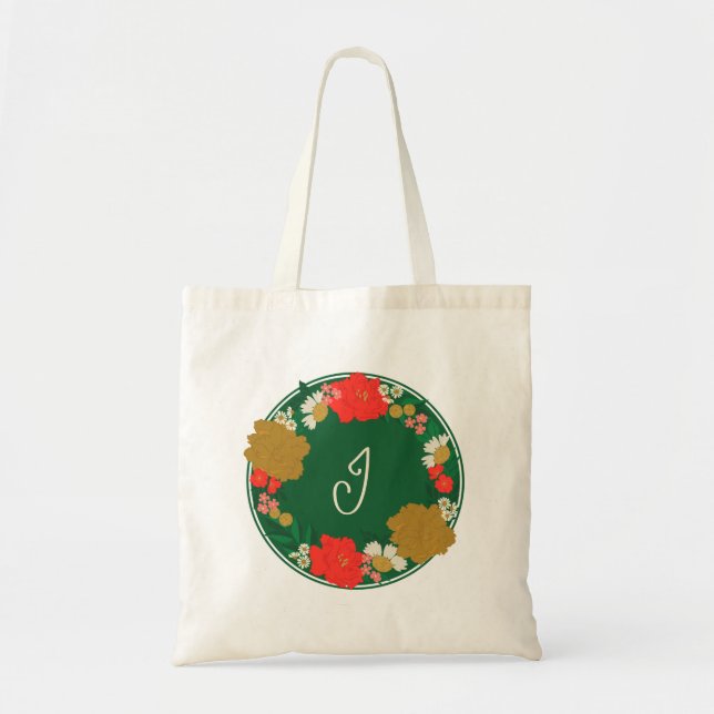 Bolsa Tote Buquê Floral Presente Monogramado para Chá de Noiv (Frente)