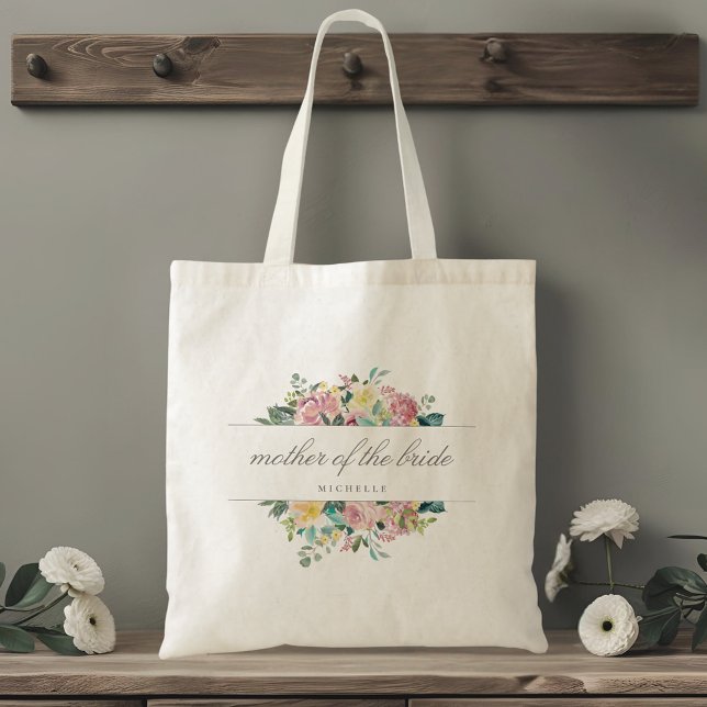 Bolsa Tote Buquê Floral Rosa Mãe do Presente da Noiva (Criador carregado)