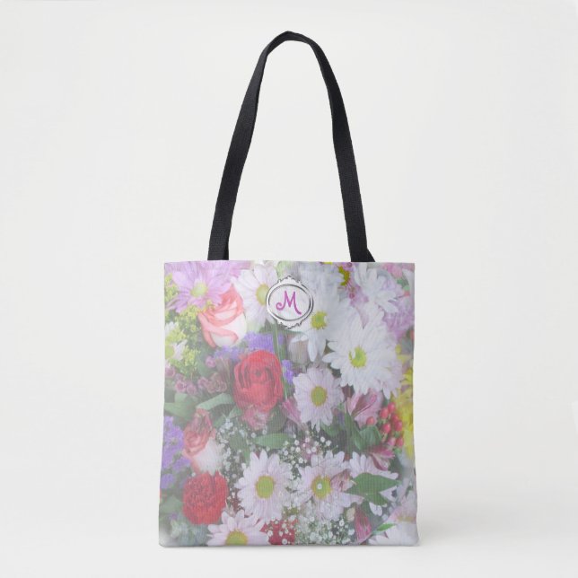Bolsa Tote Buquê Floral Saco do Design Pastel (Frente)