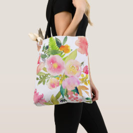Bolsa Tote Buquê PixDezines Floral/Watercolor/Primavera