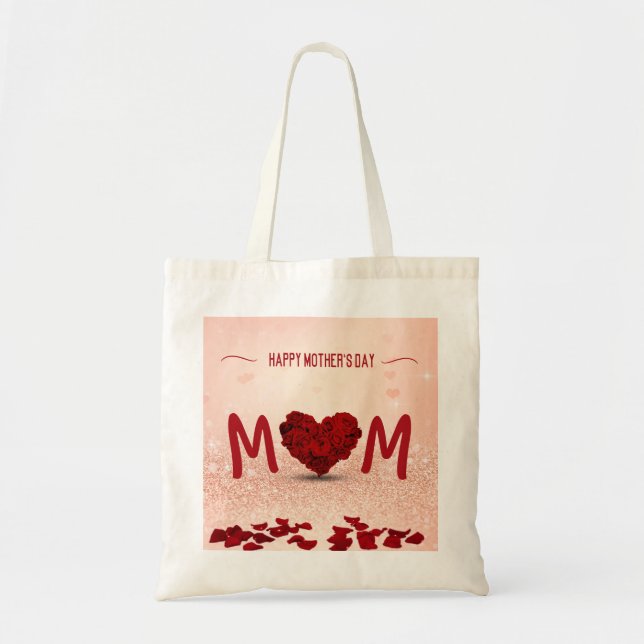 Bolsa Tote Buquê Rosa feliz Dia de as mães (Frente)