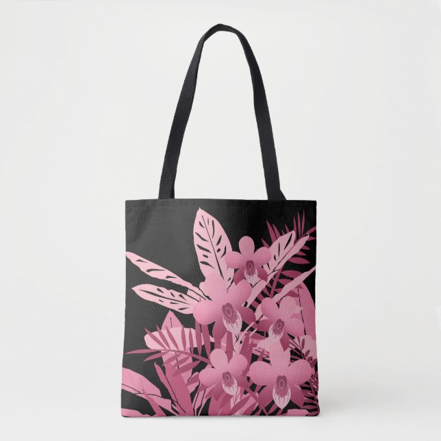 Bolsa Tote Buquê rosa tropical (Frente)