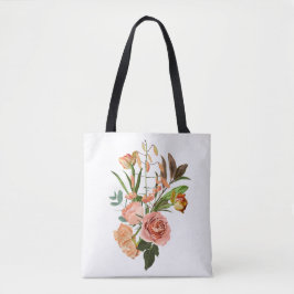 Bolsa Tote Buquê tropical com flores laranja