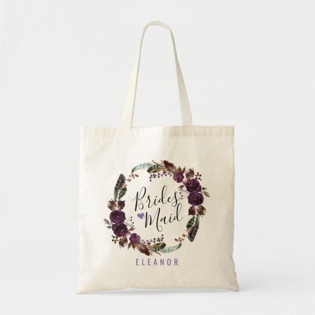 Bolsa Tote Buquê Wild Royal Bloom | Bridesmaid (Frente)