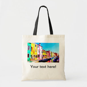 Bolsa Tote Burano, pintura da aguarela de Veneza