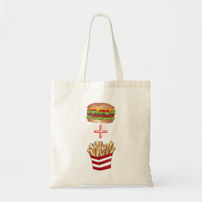 Bolsa Tote Burger e Fries - Saco de ferramentas de Comida ráp (Frente)