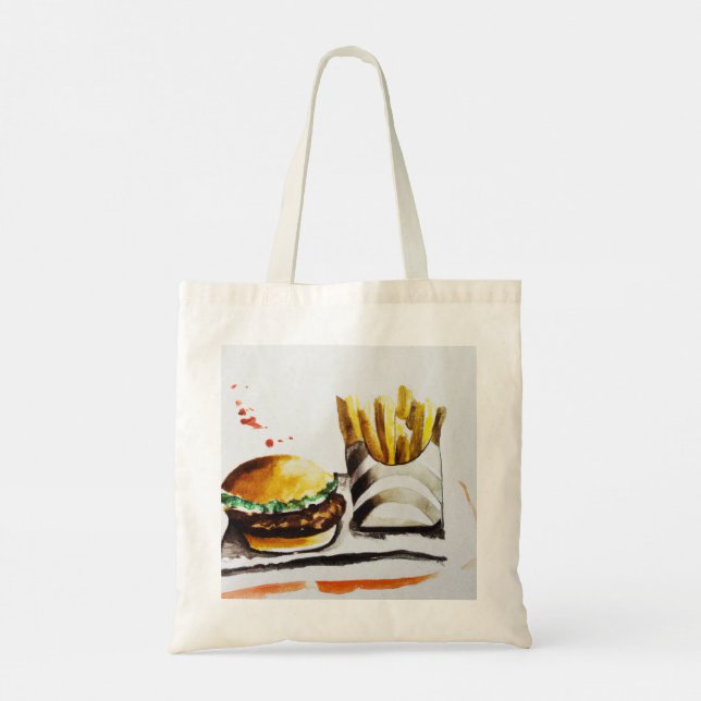 Bolsa Tote Burger & French Fries - Cor original da água (Verso)