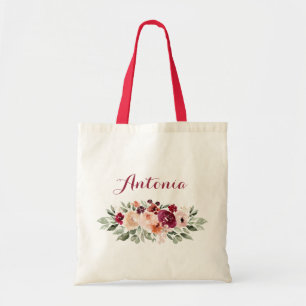 Bolsa Tote Burgundy Blush Floral Greenery