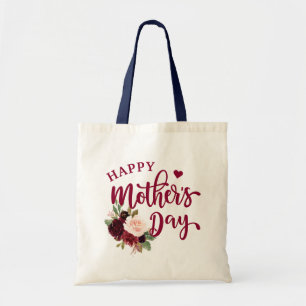 Bolsa Tote Burgundy Blush Floral Happy Dia de as mães Bag