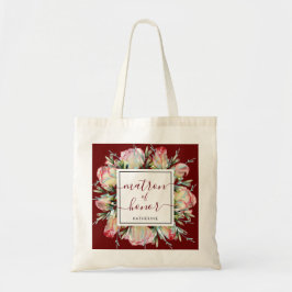 Bolsa Tote Burgundy Blush Pink Matrimônio Floral de Honra
