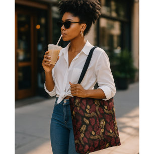 Bolsa Tote Burgundy do Monograma Selvagem e Dourado