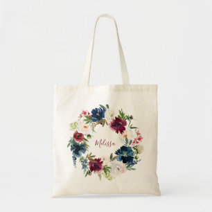Bolsa Tote Burgundy e Marinho Bridesmaid Wedding Tote Bag