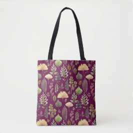 Bolsa Tote Burgundy Elefante Branco Folhas de Outo