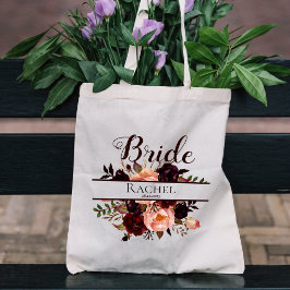 Bolsa Tote Burgundy Floral | Casamento de noivas personalizad