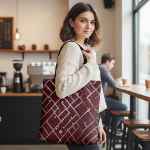 Bolsa Tote Burgundy Glam Geométrico