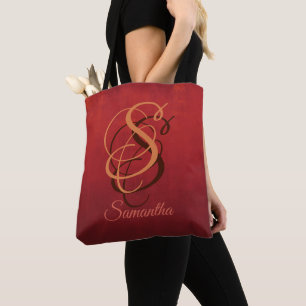 Bolsa Tote Burgundy Laranja Monograma ruidoso vermelho-vermel