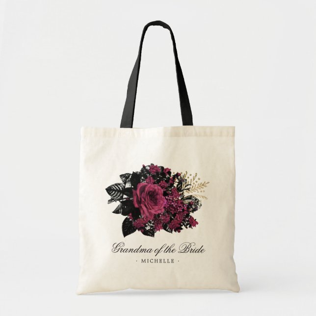 Bolsa Tote Burgundy - Marsala e Dourado Avó da Noiva (Frente)