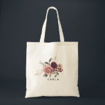 Bolsa Tote Burgundy Verão Floral Tote Bag<br><div class="desc">Este elegante saco floral de Verão de Burgundy é o presente perfeito para apresentar as suas damas de honra para um casamento moderno. A design apresenta belos rosas de bordéus rodeados,  desenhados à mão,  bem dispostos em quadros e buquês atraentes.</div>