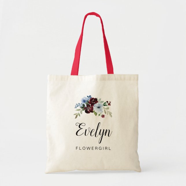 Bolsa Tote burguny azul Fllowergirl Tote Bag (Frente)