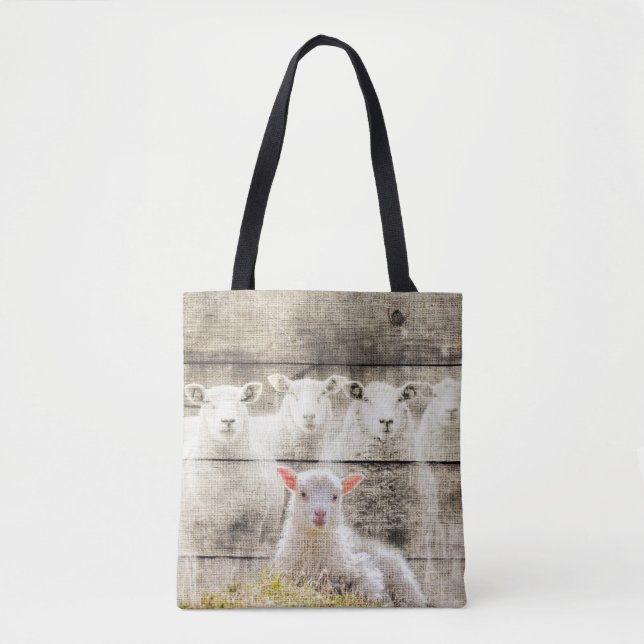 Bolsa Tote Burlap, Bebê Rústico (Frente)