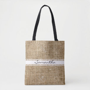 Bolsa Tote Burlap e Lacey Ribbon Design Tob Bag