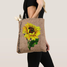 Burlap Look Sunflower Tob Bag