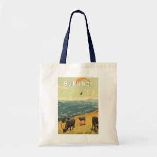 Bolsa Tote Burundi Illustration Viagem Art Vintage